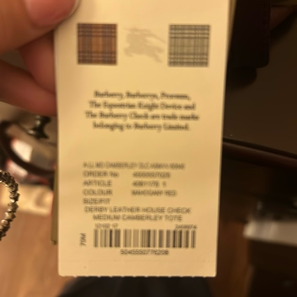 NWTGS Burberry Derby leather House Check medium Camberly tote - Picture 9 of 11